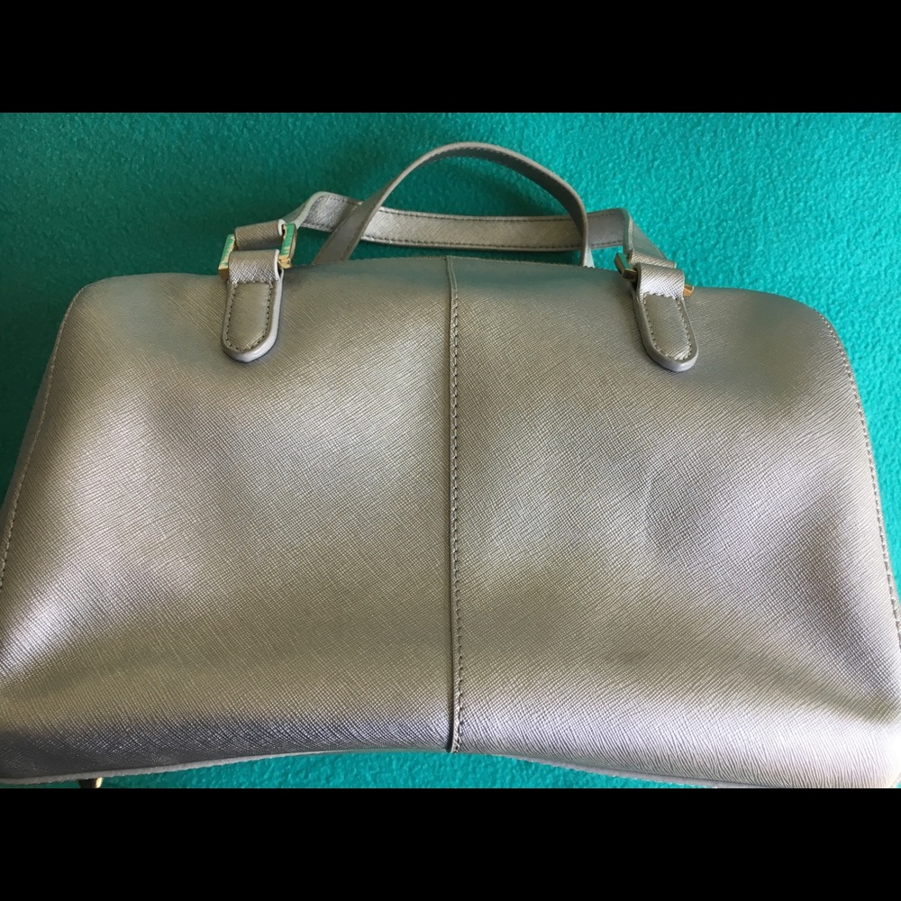 DKNY Woman's Gray Saffiano Leather Satchel Bag - Picture 4 of 5